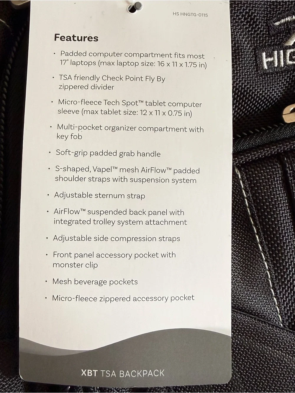 NWT High Sierra XBT - TSA Laptop Backpack Black
